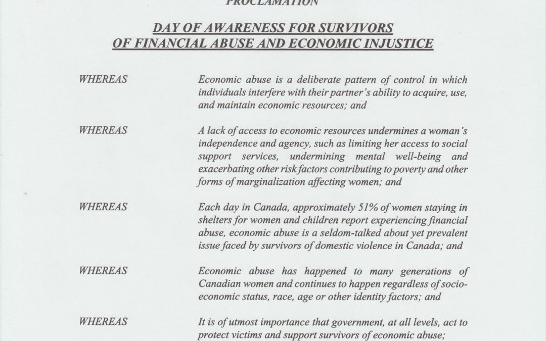 Day of Awareness for Survivors of Financial Abuse and Economic Injustice